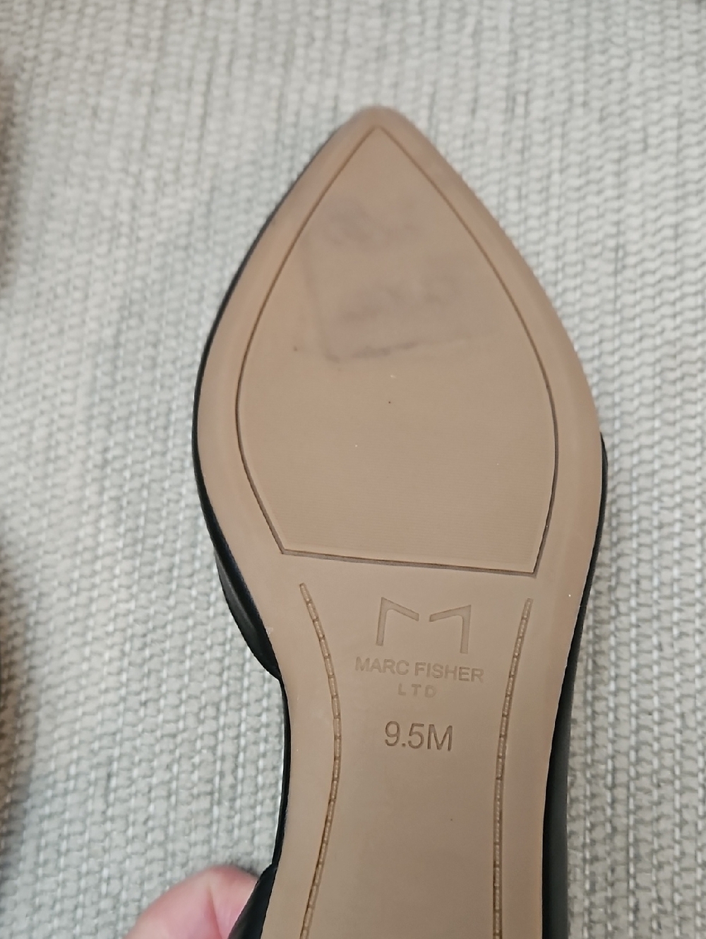 Marc Fisher LTD Sunny Half d' Orsay Flats Women 9.5 Black Leather Pointy Toe - Picture 4 of 11